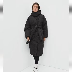 Everlane The Duvet Puffer Jacket Black Size XS Women Belted